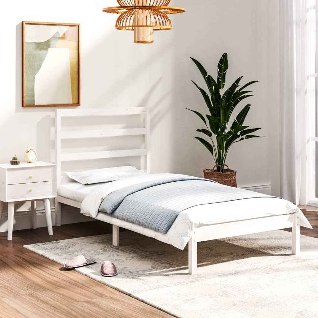 vidaXL Estrutura cama pequena solteiro 75x190 cm madeira maciça preto