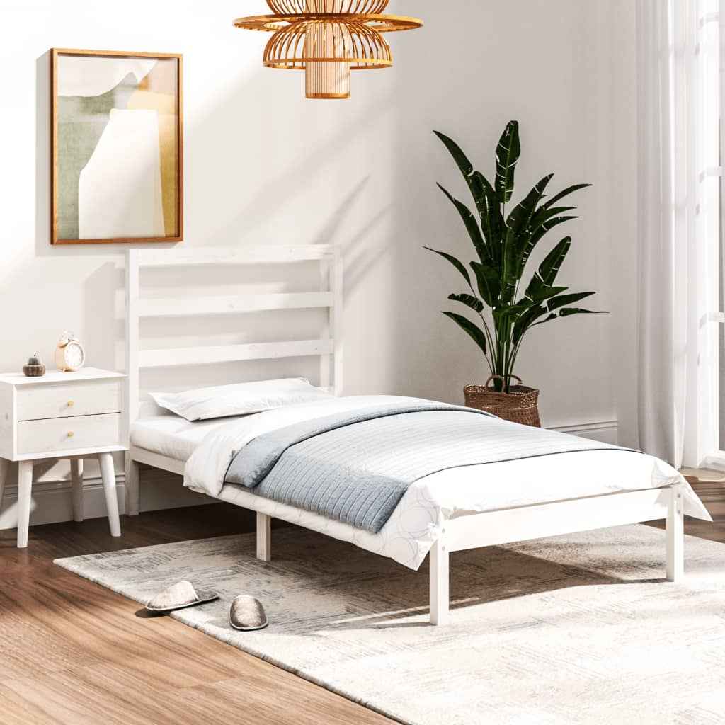 vidaXL Estrutura cama pequena solteiro 75x190 cm madeira maciça preto