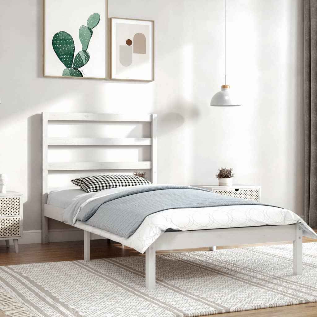 vidaXL Estrutura cama pequena solteiro 75x190 cm madeira maciça preto