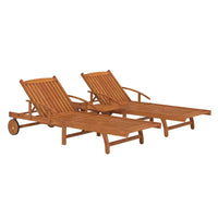 vidaXL 2 pcs conjunto espreguiçadeiras c/ mesa de centro acácia maciça