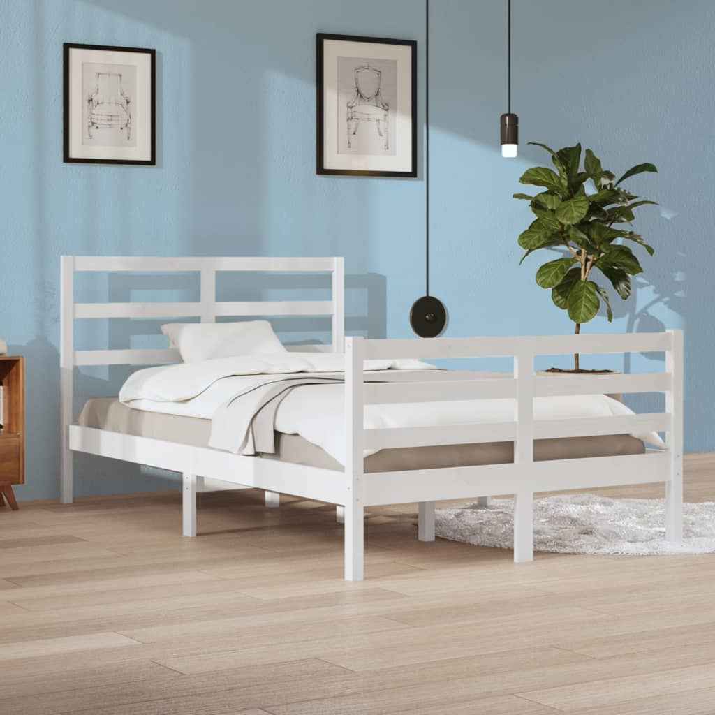 vidaXL Estrutura de cama casal 135x190 cm pinho maciço