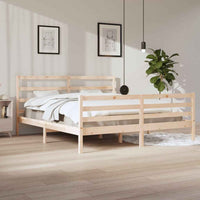 vidaXL Estrutura de cama casal 135x190 cm pinho maciço