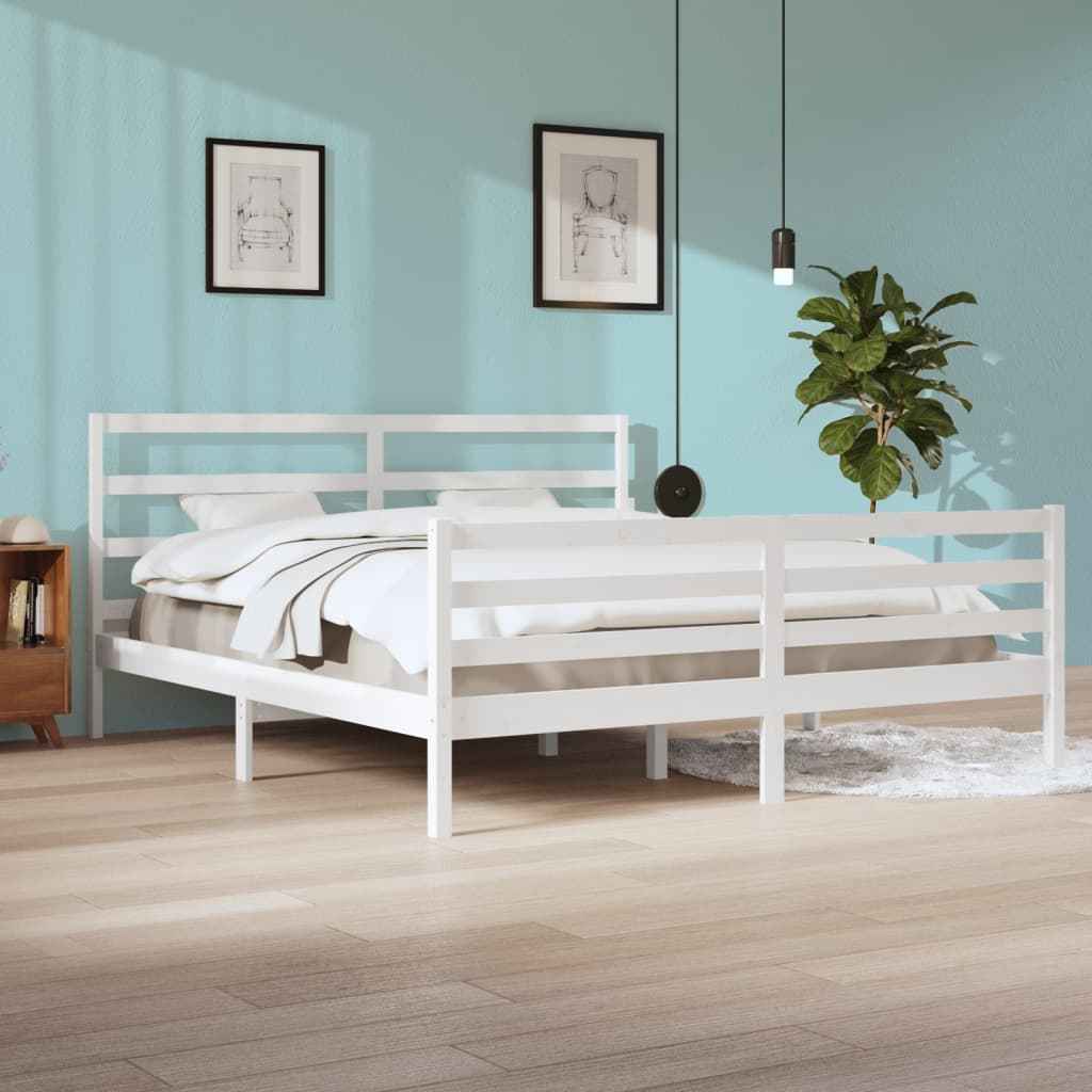vidaXL Estrutura de cama casal 135x190 cm pinho maciço