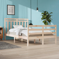 vidaXL Estrutura de cama casal 135x190 cm madeira maciça branco
