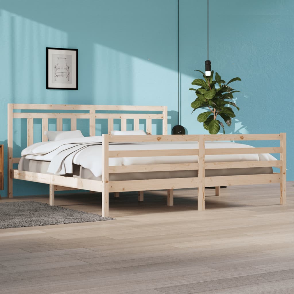 vidaXL Estrutura de cama casal 135x190 cm madeira maciça branco