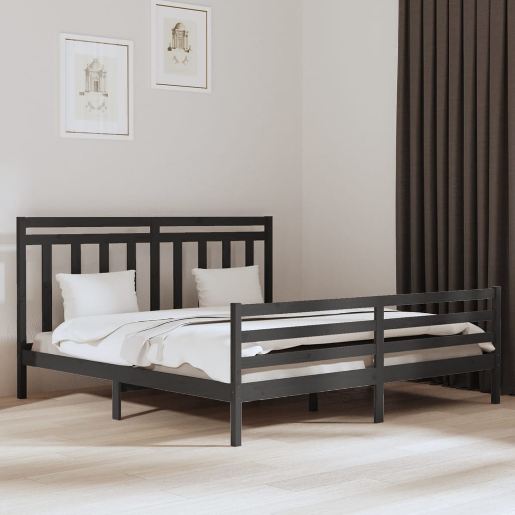 vidaXL Estrutura de cama casal 135x190 cm madeira maciça branco