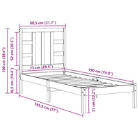 vidaXL Estrutura de cama casal 135x190 cm madeira maciça