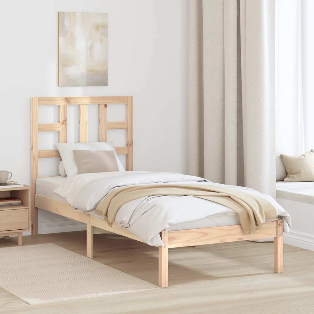 vidaXL Estrutura de cama casal 135x190 cm madeira maciça