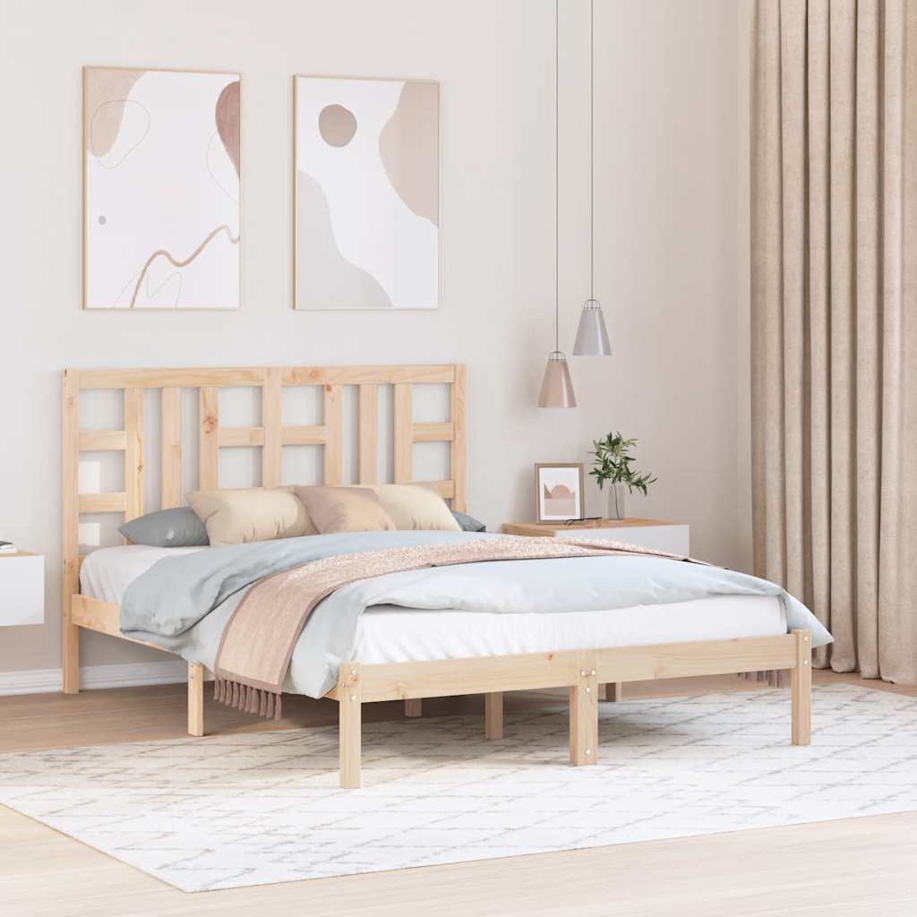 vidaXL Estrutura de cama casal 135x190 cm madeira maciça