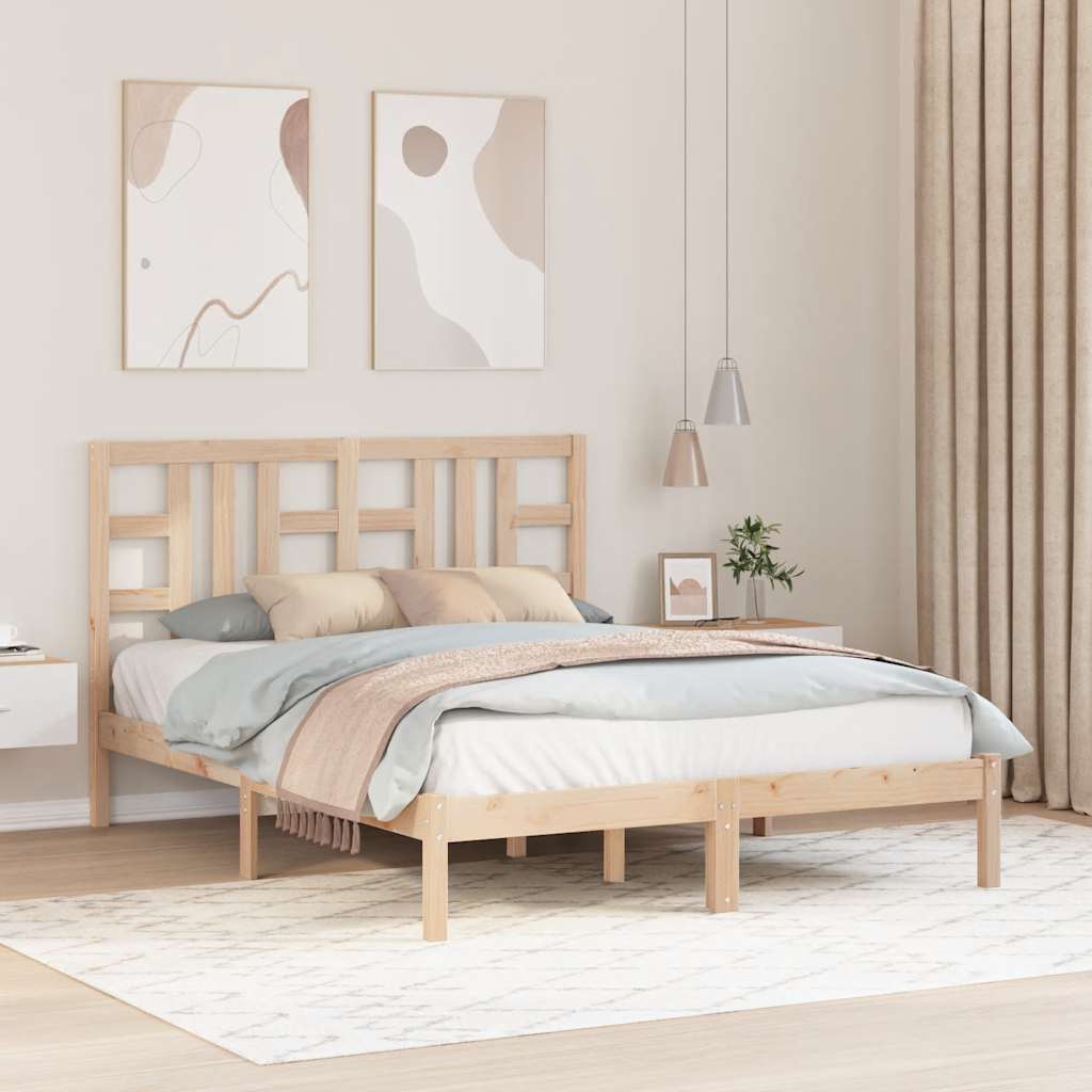 vidaXL Estrutura de cama casal 135x190 cm madeira maciça