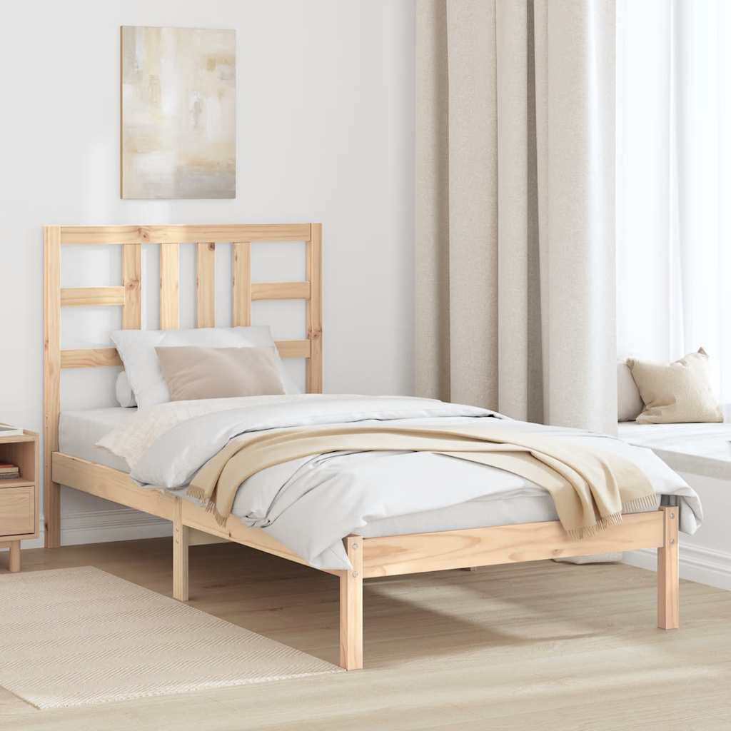 vidaXL Estrutura de cama casal 135x190 cm madeira maciça