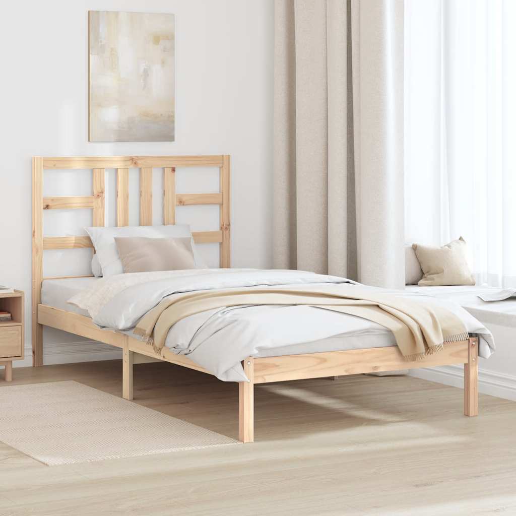 vidaXL Estrutura de cama casal 135x190 cm madeira maciça