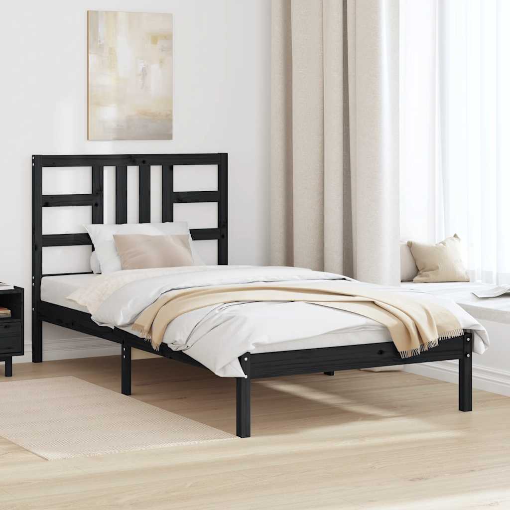 vidaXL Estrutura de cama casal 135x190 cm madeira maciça