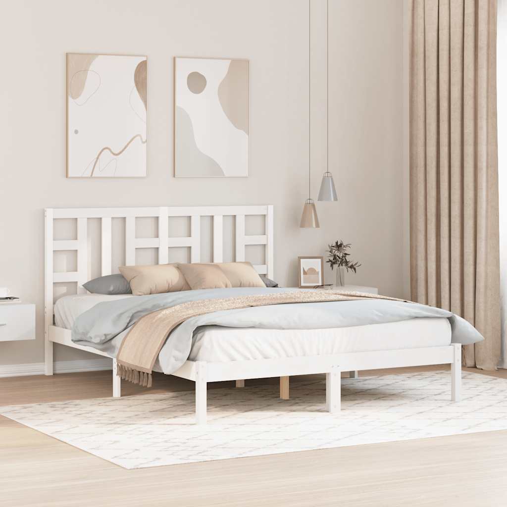 vidaXL Estrutura de cama casal 135x190 cm madeira maciça