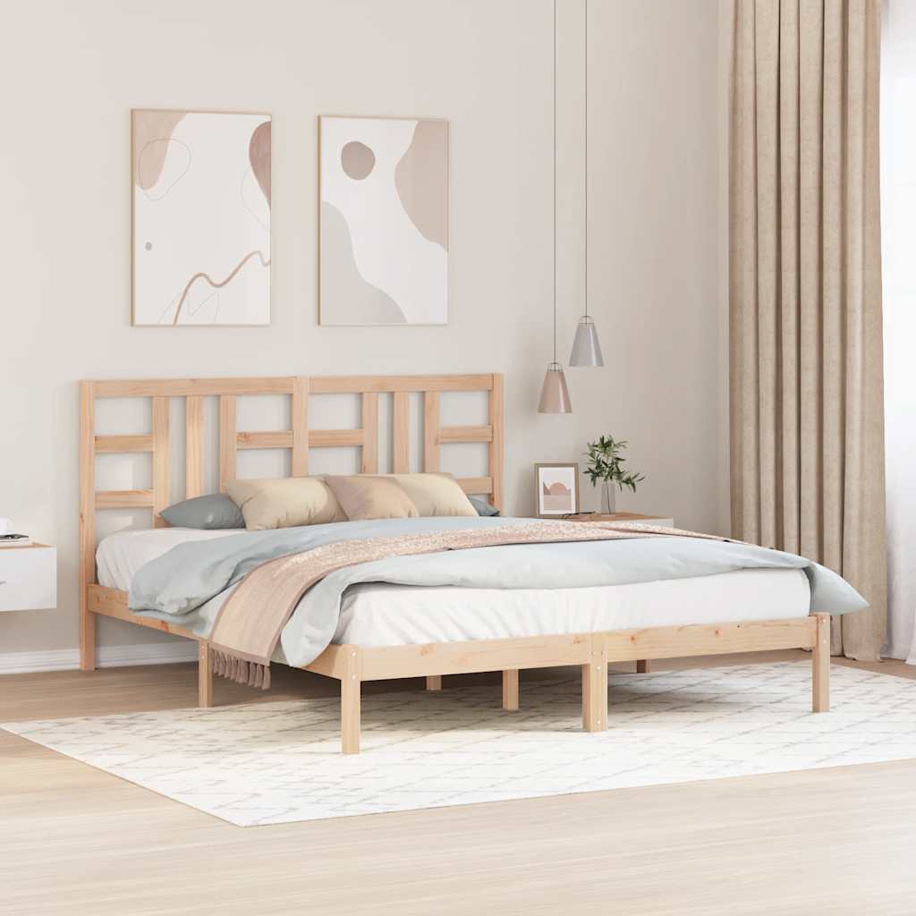vidaXL Estrutura de cama casal 135x190 cm madeira maciça