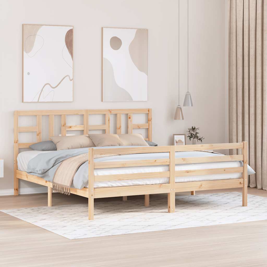 vidaXL Estrutura de cama casal 135x190 cm madeira maciça