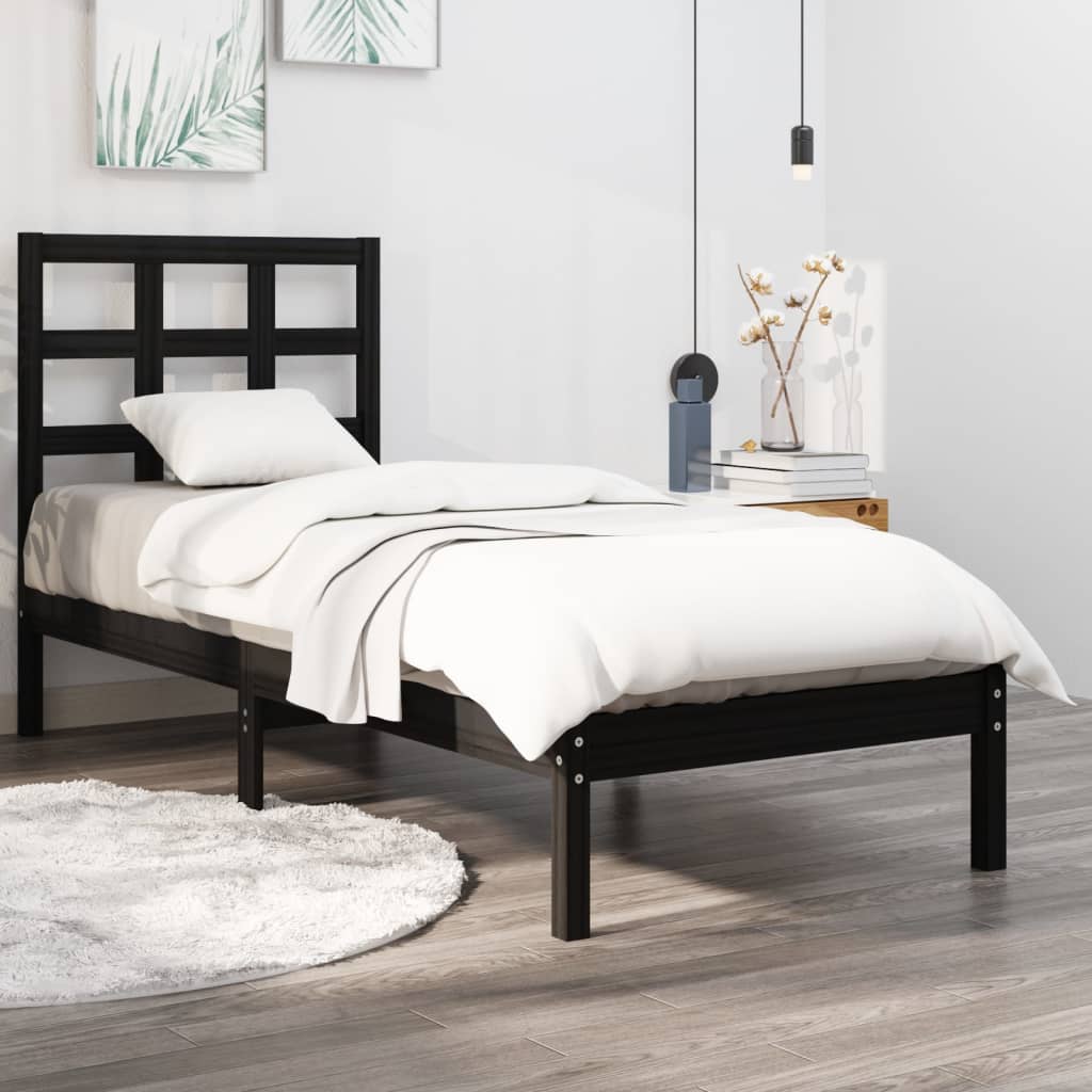vidaXL Estrutura cama pequena solteiro 75x190 cm madeira maciça branco