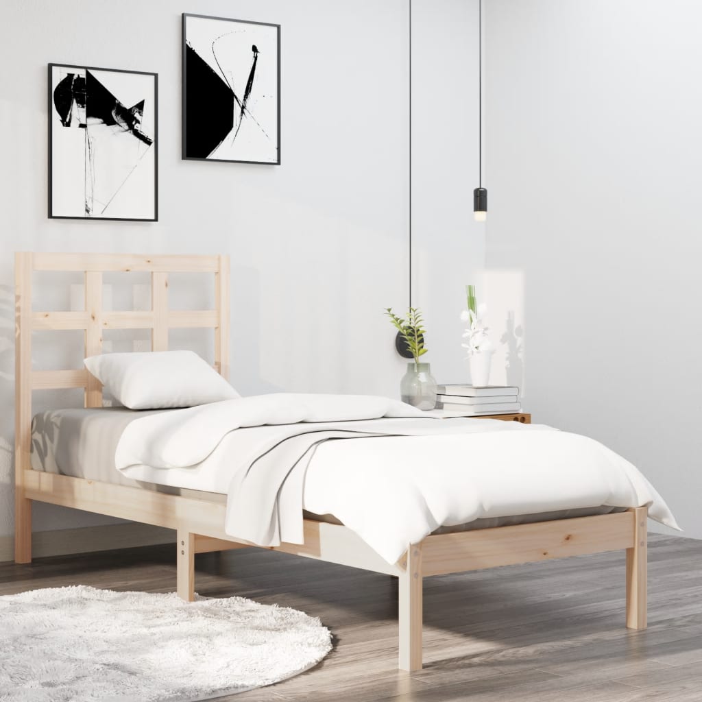 vidaXL Estrutura cama pequena solteiro 75x190 cm madeira maciça branco