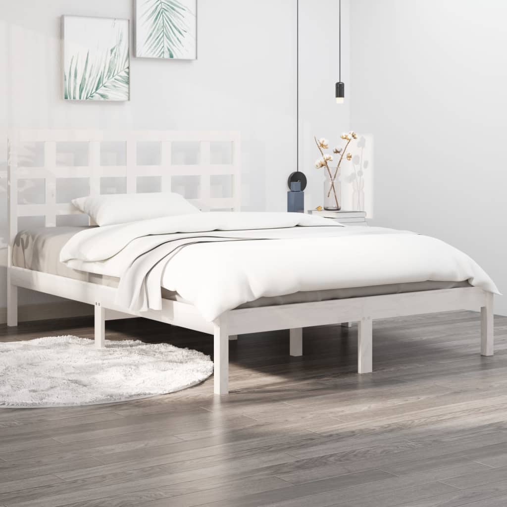 vidaXL Estrutura cama pequena solteiro 75x190 cm madeira maciça branco