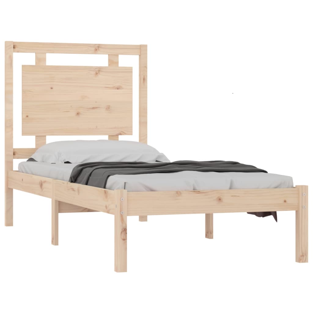 vidaXL Estrutura cama pequena solteiro 75x190 cm madeira maciça preto