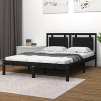 vidaXL Estrutura cama pequena solteiro 75x190 cm madeira maciça preto