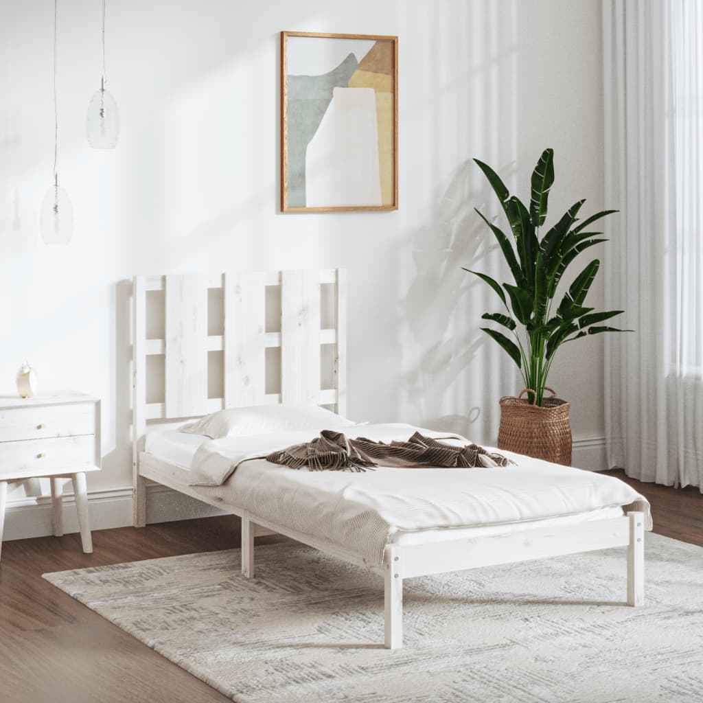 vidaXL Estrutura cama pequena solteiro 75x190 cm madeira maciça preto