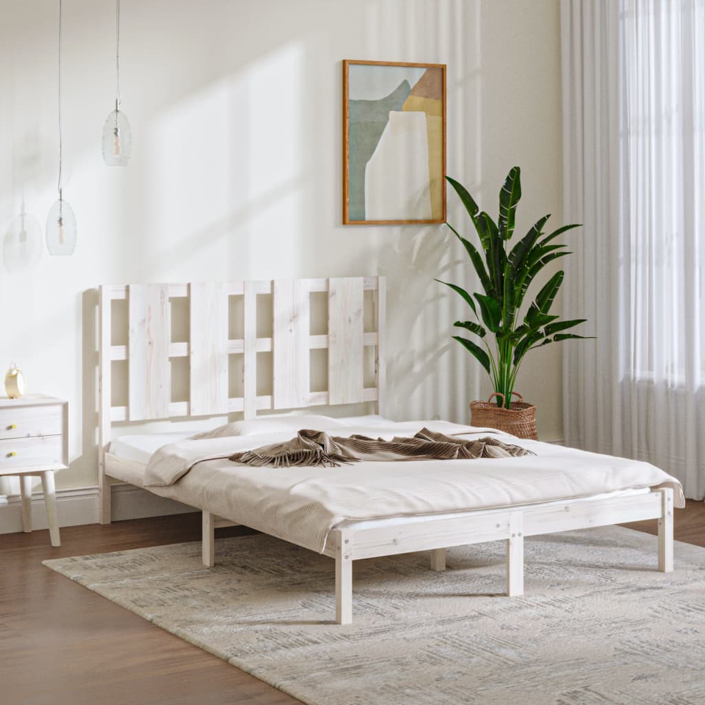 vidaXL Estrutura de cama casal 135x190 cm madeira maciça
