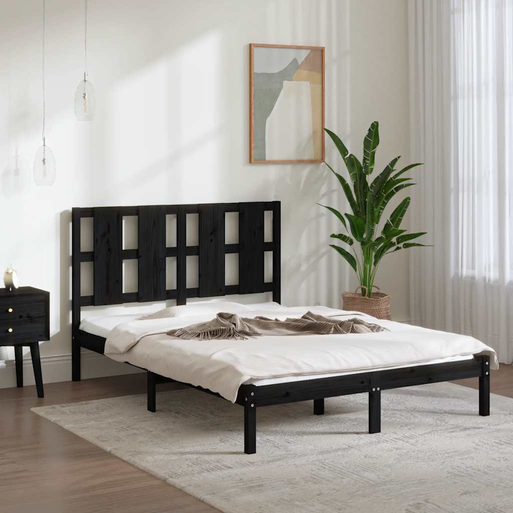 vidaXL Estrutura de cama casal 135x190 cm madeira maciça
