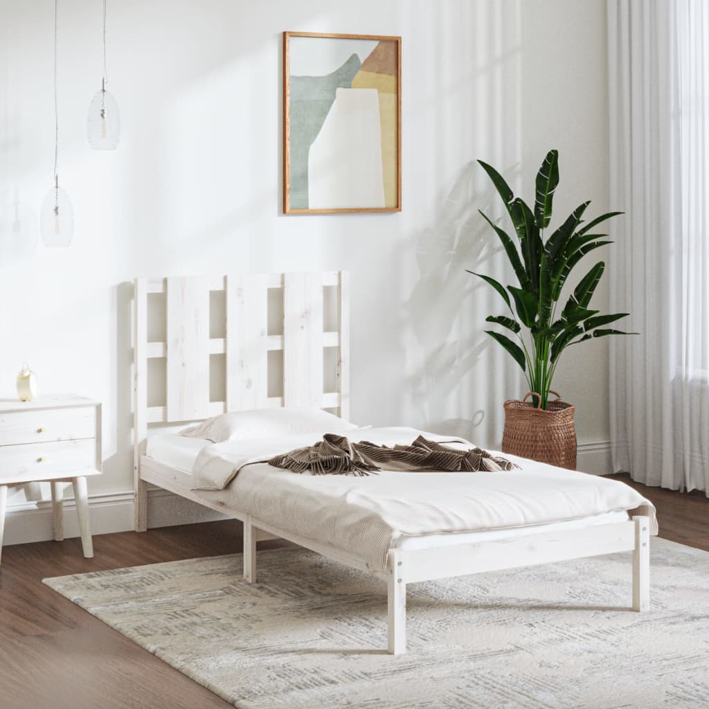 vidaXL Estrutura de cama casal 135x190 cm madeira maciça
