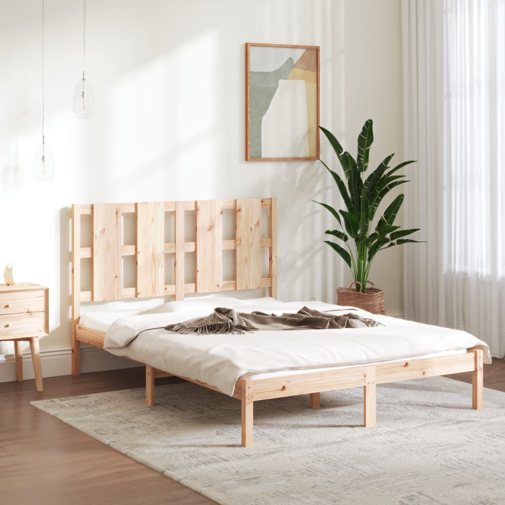 vidaXL Estrutura de cama casal 135x190 cm madeira maciça