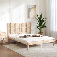 vidaXL Estrutura de cama casal 135x190 cm madeira maciça