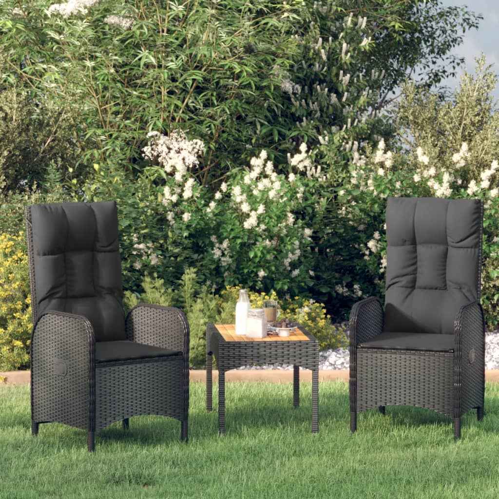 vidaXL Cadeiras de exterior 2 pcs vime PE preto