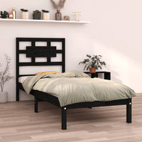 vidaXL Estrutura cama pequena solteiro 75x190 cm madeira maciça preto