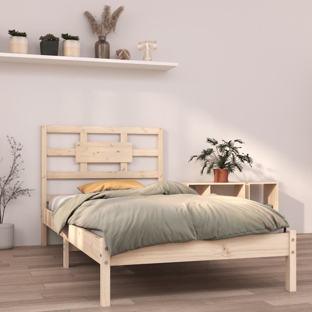vidaXL Estrutura cama pequena solteiro 75x190 cm madeira maciça preto