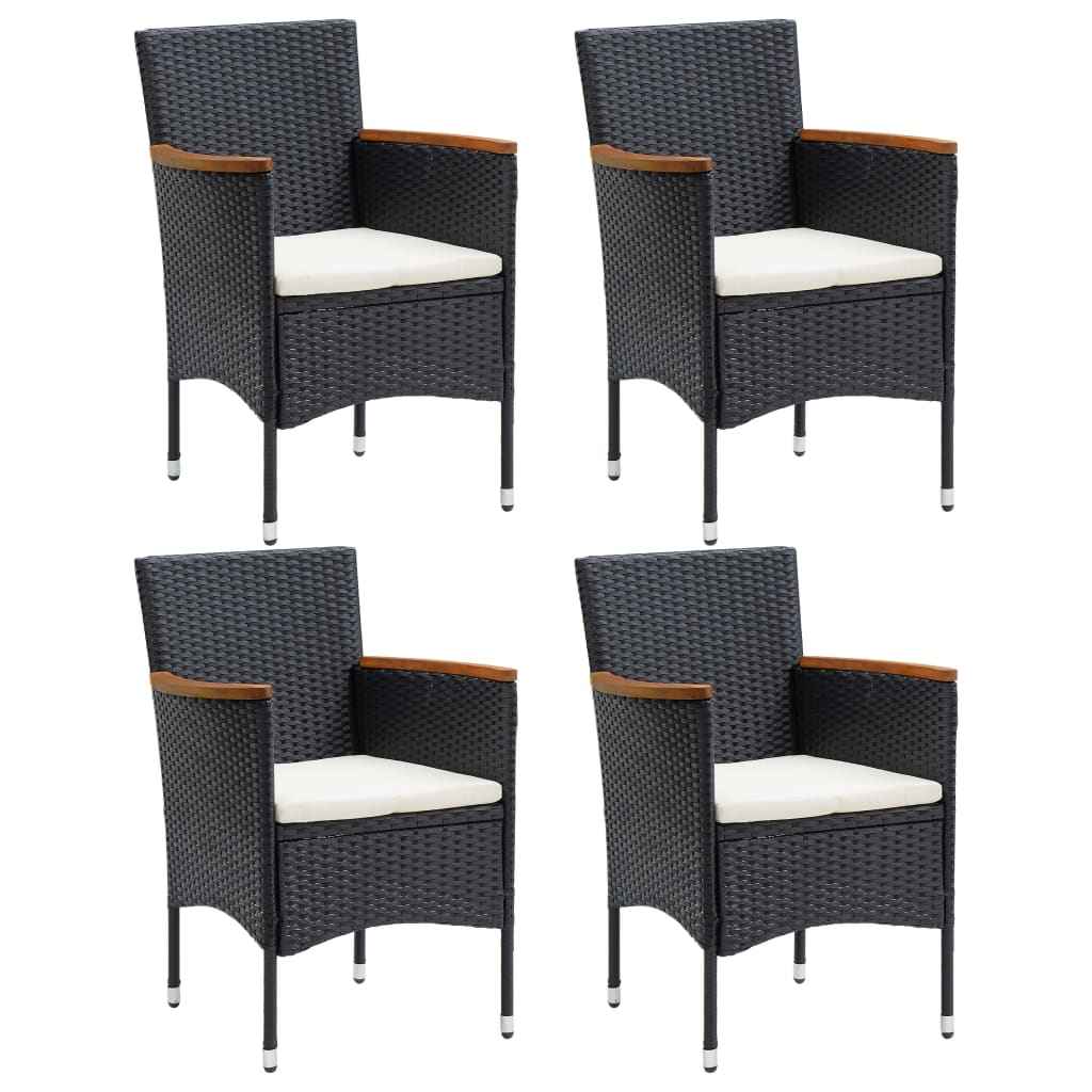 vidaXL Cadeiras de jantar para jardim 4 pcs vime PE preto