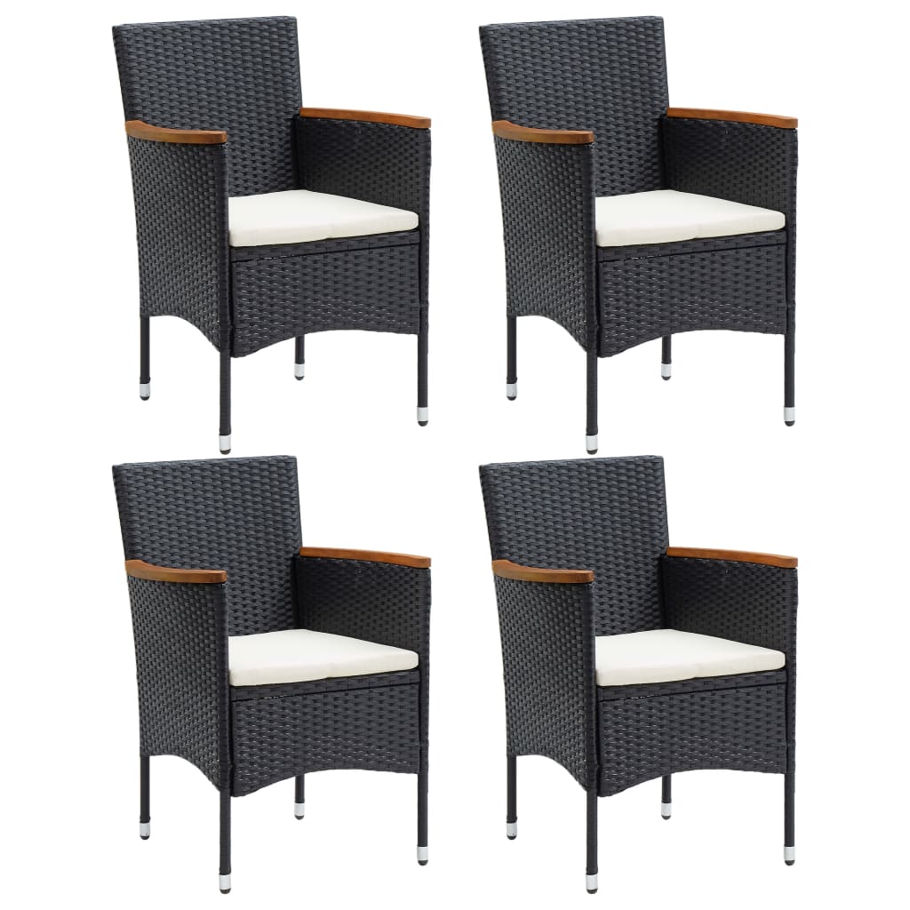 vidaXL Cadeiras de jantar para jardim 4 pcs vime PE preto