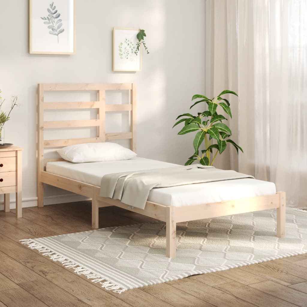 vidaXL Estrutura cama pequena solteiro 75x190 cm madeira maciça preto