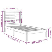 vidaXL Estrutura cama pequena solteiro 75x190 cm madeira maciça preto