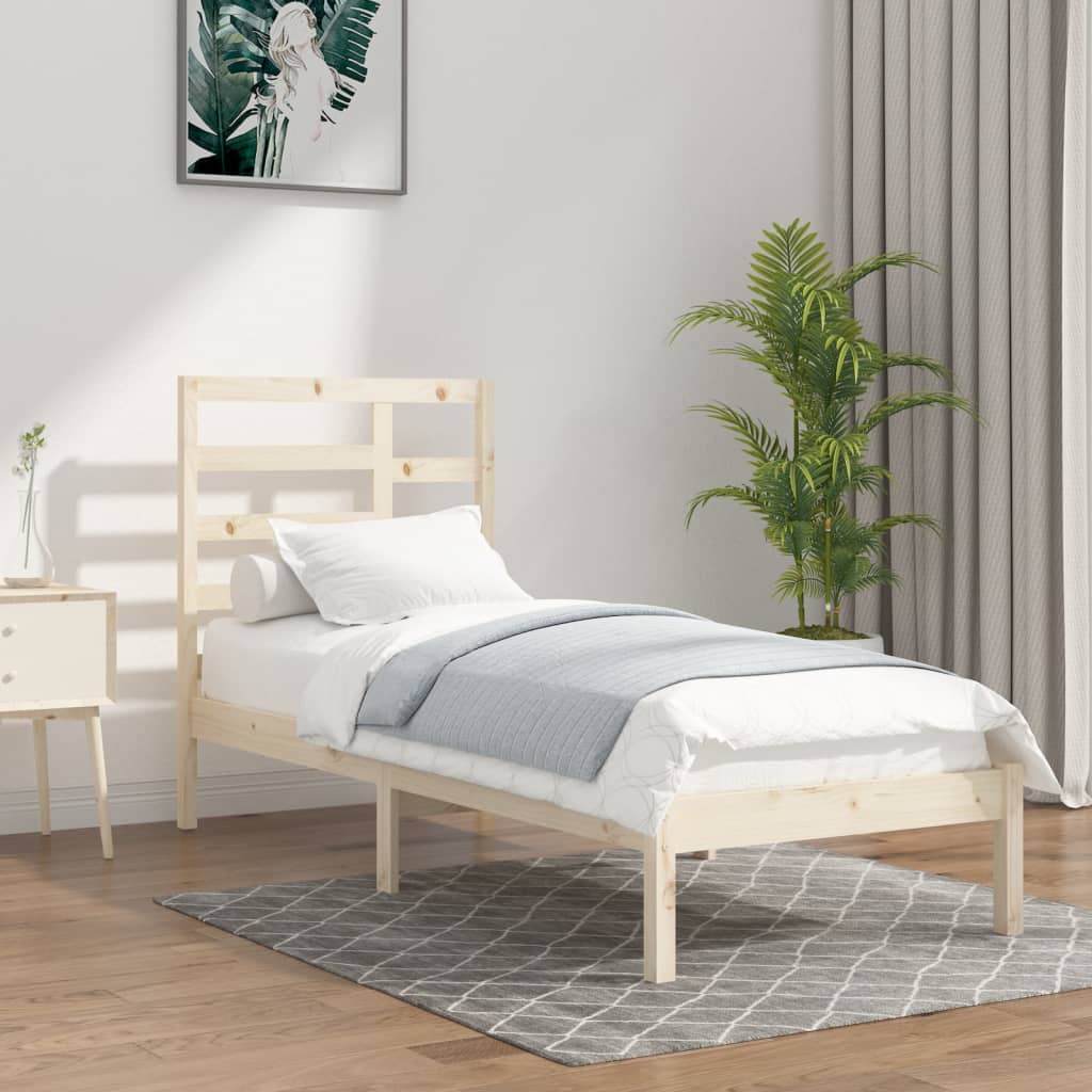 vidaXL Estrutura de cama 140x190 cm madeira maciça preto