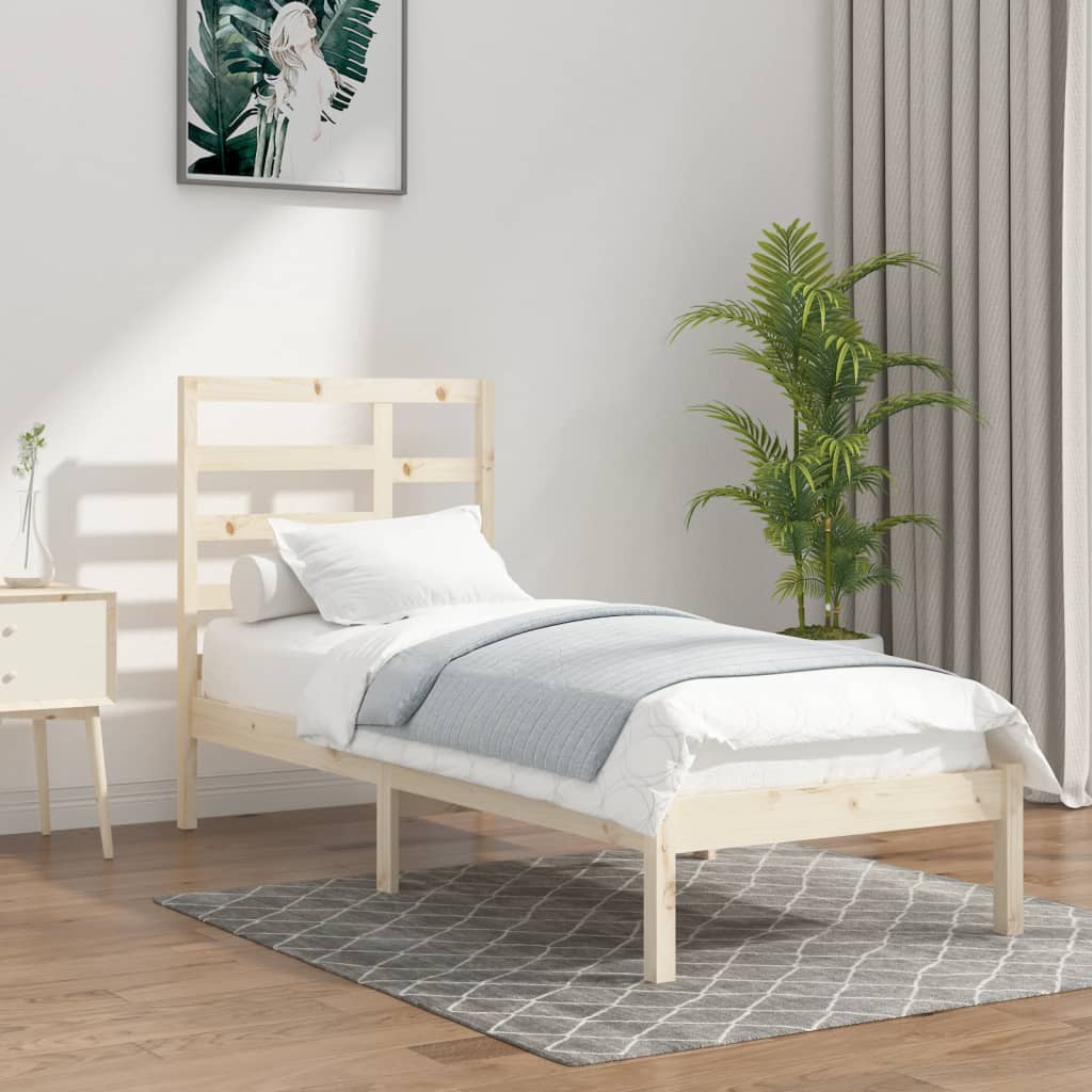 vidaXL Estrutura de cama 140x190 cm madeira maciça preto