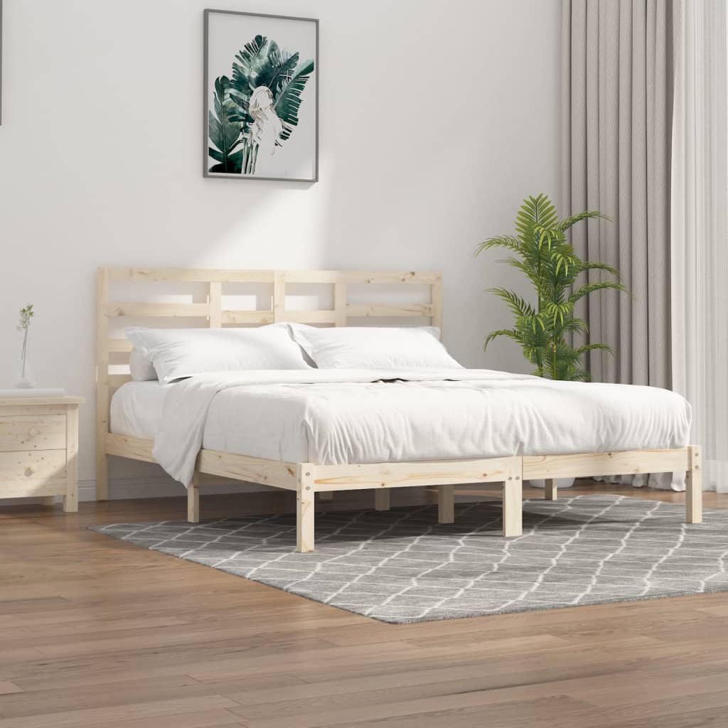 vidaXL Estrutura de cama 140x190 cm madeira maciça preto