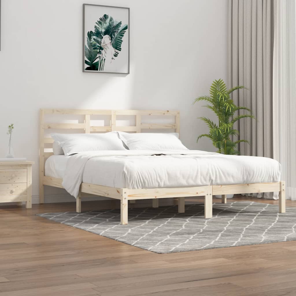 vidaXL Estrutura de cama 140x190 cm madeira maciça preto