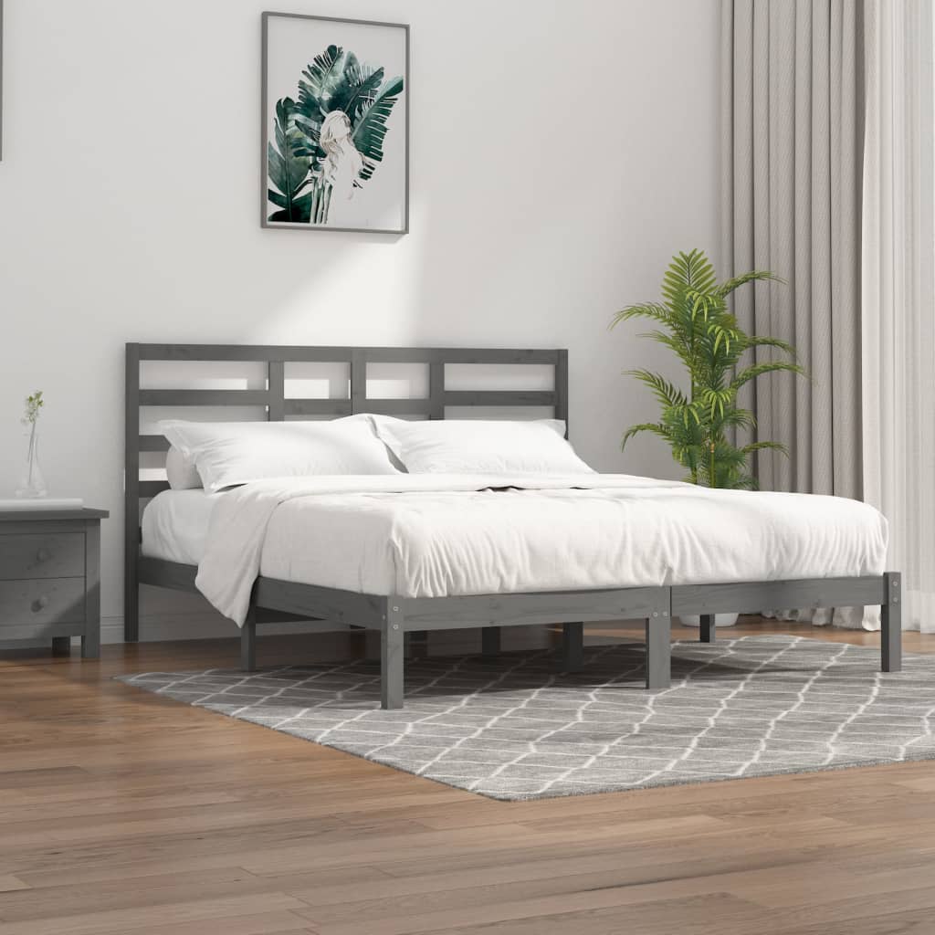 vidaXL Estrutura de cama 140x190 cm madeira maciça preto