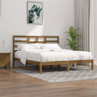 vidaXL Estrutura de cama 140x190 cm madeira maciça preto
