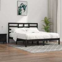 vidaXL Estrutura de cama 140x190 cm madeira maciça preto