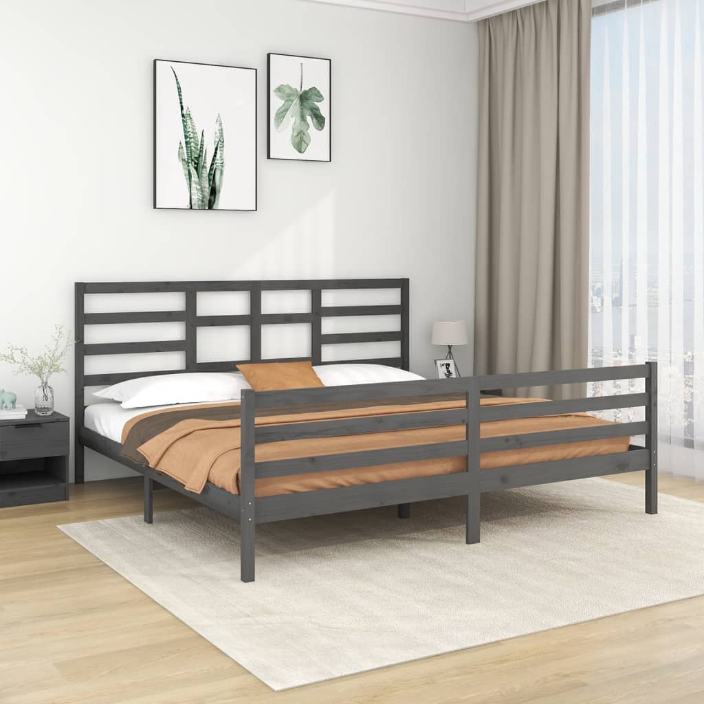vidaXL Estrutura de cama 200x200 cm madeira maciça cinzento
