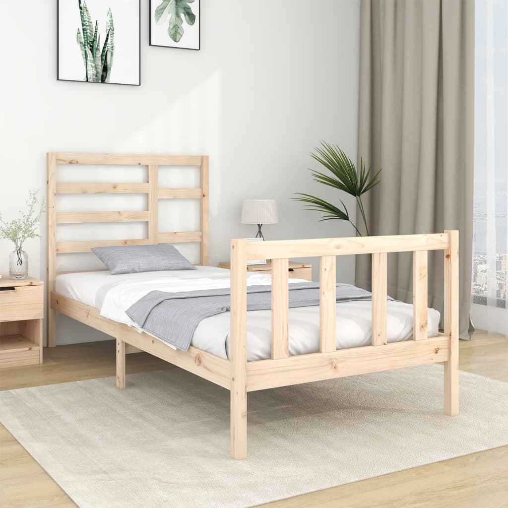 vidaXL Estrutura cama pequena solteiro 75x190 cm madeira maciça preto