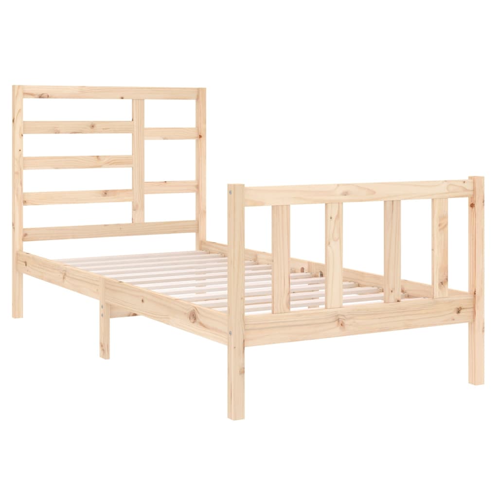 vidaXL Estrutura cama pequena solteiro 75x190 cm madeira maciça preto