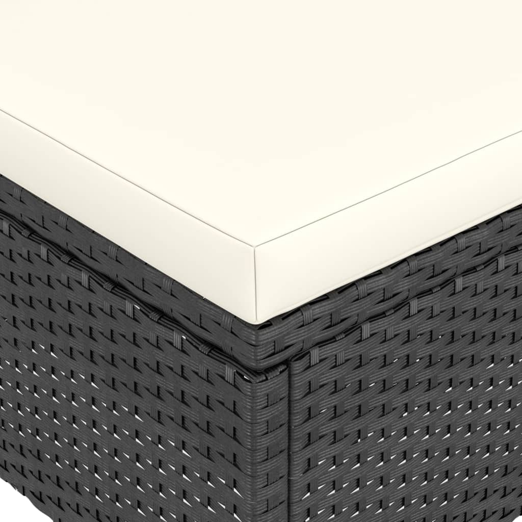 vidaXL 4 pcs conjunto de cadeiras e bancos de jardim vime PE preto