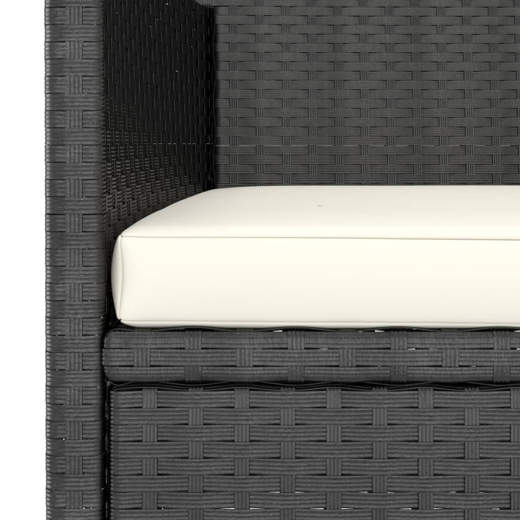 vidaXL 4 pcs conjunto de cadeiras e bancos de jardim vime PE preto